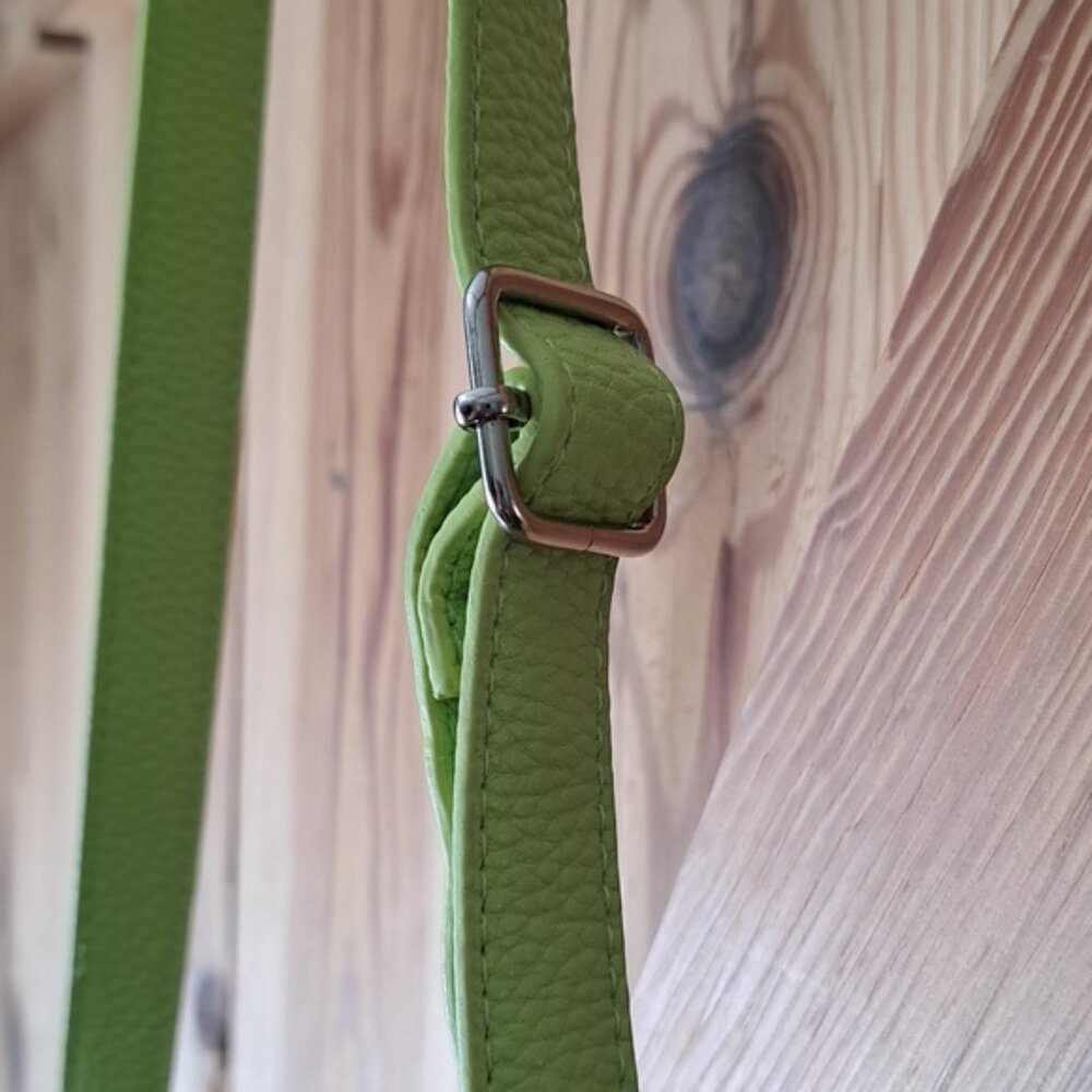 Hand Painted Faux Leather Lime Green Crossbody Dog Mom Bag Purse - Picture 6 of 13